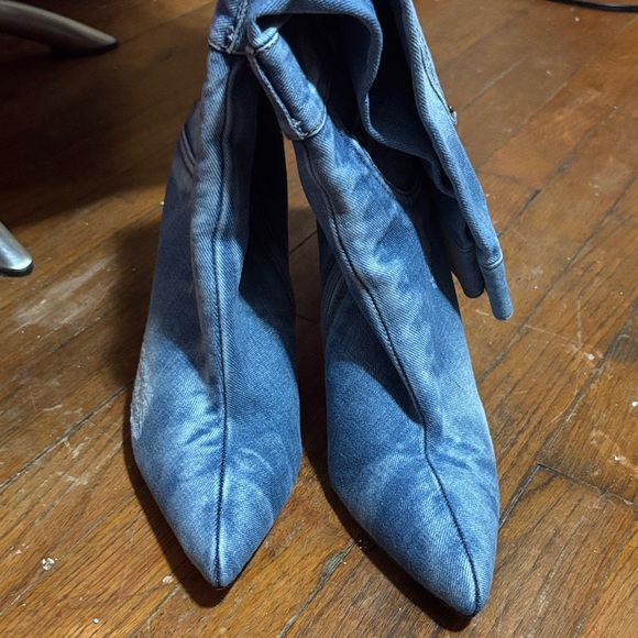 Denim Knee-High Stiletto Boots Size 11 🆕 - Picture 4 of 7